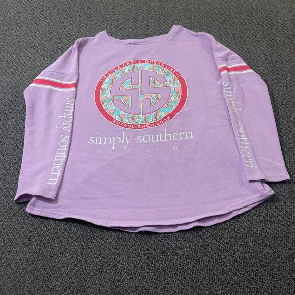 Simply Southern Shirt Womens Size Small S Purple Long Sleeve Pullover Tee T - Picture 1 of 13